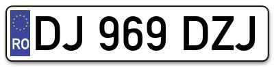 Placuta inmatriculare numar auto  DJ-969-DZJ, DJ 969 DZJ, DJ969DZJ