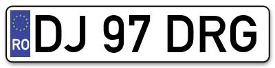 Placuta inmatriculare numar auto  DJ-97-DRG, DJ 97 DRG, DJ97DRG