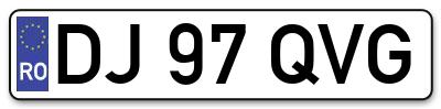 Placuta inmatriculare numar auto  DJ-97-QVG, DJ 97 QVG, DJ97QVG