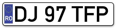 Placuta inmatriculare numar auto  DJ-97-TFP, DJ 97 TFP, DJ97TFP