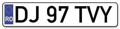 Placuta inmatriculare numar auto  DJ-97-TVY, DJ 97 TVY, DJ97TVY