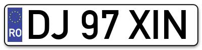Placuta inmatriculare numar auto  DJ-97-XIN, DJ 97 XIN, DJ97XIN
