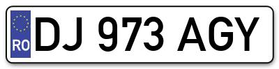 Placuta inmatriculare numar auto  DJ-973-AGY, DJ 973 AGY, DJ973AGY