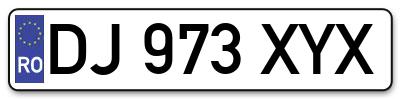 Placuta inmatriculare numar auto  DJ-973-XYX, DJ 973 XYX, DJ973XYX