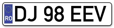 Placuta inmatriculare numar auto  DJ-98-EEV, DJ 98 EEV, DJ98EEV