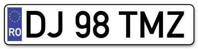 Placuta inmatriculare numar auto  DJ-98-TMZ, DJ 98 TMZ, DJ98TMZ