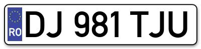 Placuta inmatriculare numar auto  DJ-981-TJU, DJ 981 TJU, DJ981TJU