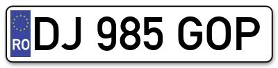 Placuta inmatriculare numar auto  DJ-985-GOP, DJ 985 GOP, DJ985GOP