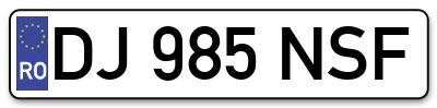Placuta inmatriculare numar auto  DJ-985-NSF, DJ 985 NSF, DJ985NSF