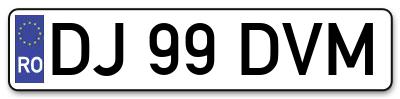 Placuta inmatriculare numar auto  DJ-99-DVM, DJ 99 DVM, DJ99DVM