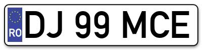 Placuta inmatriculare numar auto  DJ-99-MCE, DJ 99 MCE, DJ99MCE