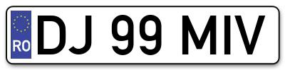 Placuta inmatriculare numar auto  DJ-99-MIV, DJ 99 MIV, DJ99MIV