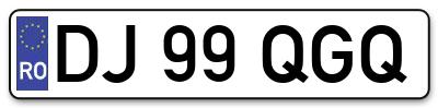 Placuta inmatriculare numar auto  DJ-99-QGQ, DJ 99 QGQ, DJ99QGQ