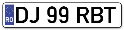 Placuta inmatriculare numar auto  DJ-99-RBT, DJ 99 RBT, DJ99RBT