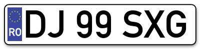 Placuta inmatriculare numar auto  DJ-99-SXG, DJ 99 SXG, DJ99SXG