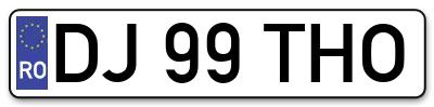 Placuta inmatriculare numar auto  DJ-99-THO, DJ 99 THO, DJ99THO