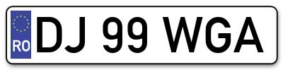 Placuta inmatriculare numar auto  DJ-99-WGA, DJ 99 WGA, DJ99WGA