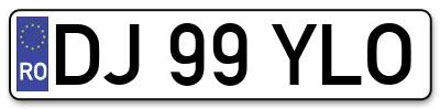 Placuta inmatriculare numar auto  DJ-99-YLO, DJ 99 YLO, DJ99YLO