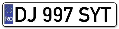 Placuta inmatriculare numar auto  DJ-997-SYT, DJ 997 SYT, DJ997SYT