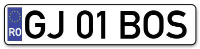 Placuta inmatriculare numar auto  GJ-01-BOS, GJ 01 BOS, GJ01BOS