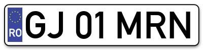 Placuta inmatriculare numar auto  GJ-01-MRN, GJ 01 MRN, GJ01MRN