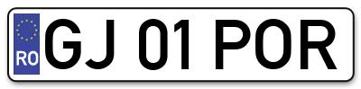 Placuta inmatriculare numar auto  GJ-01-POR, GJ 01 POR, GJ01POR