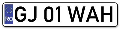 Placuta inmatriculare numar auto  GJ-01-WAH, GJ 01 WAH, GJ01WAH