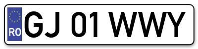 Placuta inmatriculare numar auto  GJ-01-WWY, GJ 01 WWY, GJ01WWY