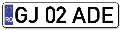 Placuta inmatriculare numar auto  GJ-02-ADE, GJ 02 ADE, GJ02ADE