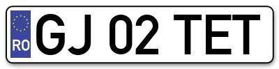 Placuta inmatriculare numar auto  GJ-02-TET, GJ 02 TET, GJ02TET