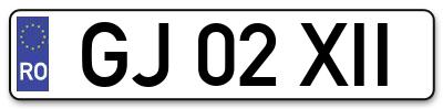 Placuta inmatriculare numar auto  GJ-02-XII, GJ 02 XII, GJ02XII