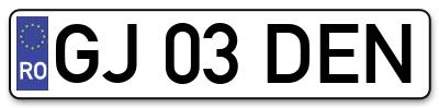 Placuta inmatriculare numar auto  GJ-03-DEN, GJ 03 DEN, GJ03DEN