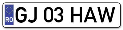 Placuta inmatriculare numar auto  GJ-03-HAW, GJ 03 HAW, GJ03HAW