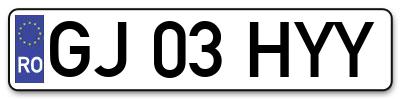 Placuta inmatriculare numar auto  GJ-03-HYY, GJ 03 HYY, GJ03HYY