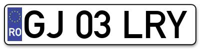 Placuta inmatriculare numar auto  GJ-03-LRY, GJ 03 LRY, GJ03LRY