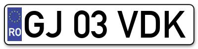 Placuta inmatriculare numar auto  GJ-03-VDK, GJ 03 VDK, GJ03VDK