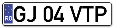 Placuta inmatriculare numar auto  GJ-04-VTP, GJ 04 VTP, GJ04VTP