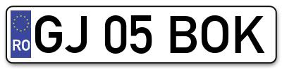 Placuta inmatriculare numar auto  GJ-05-BOK, GJ 05 BOK, GJ05BOK