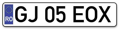 Placuta inmatriculare numar auto  GJ-05-EOX, GJ 05 EOX, GJ05EOX