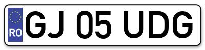 Placuta inmatriculare numar auto  GJ-05-UDG, GJ 05 UDG, GJ05UDG