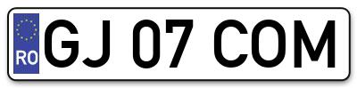 Placuta inmatriculare numar auto  GJ-07-COM, GJ 07 COM, GJ07COM
