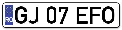 Placuta inmatriculare numar auto  GJ-07-EFO, GJ 07 EFO, GJ07EFO