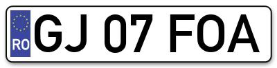 Placuta inmatriculare numar auto  GJ-07-FOA, GJ 07 FOA, GJ07FOA