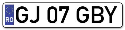 Placuta inmatriculare numar auto  GJ-07-GBY, GJ 07 GBY, GJ07GBY