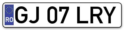 Placuta inmatriculare numar auto  GJ-07-LRY, GJ 07 LRY, GJ07LRY