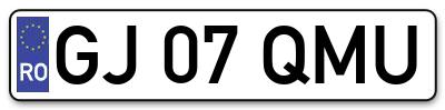 Placuta inmatriculare numar auto  GJ-07-QMU, GJ 07 QMU, GJ07QMU