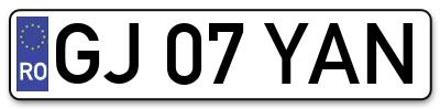 Placuta inmatriculare numar auto  GJ-07-YAN, GJ 07 YAN, GJ07YAN