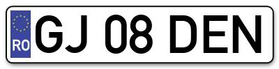 Placuta inmatriculare numar auto  GJ-08-DEN, GJ 08 DEN, GJ08DEN