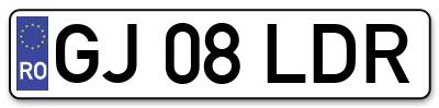 Placuta inmatriculare numar auto  GJ-08-LDR, GJ 08 LDR, GJ08LDR