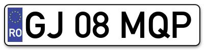 Placuta inmatriculare numar auto  GJ-08-MQP, GJ 08 MQP, GJ08MQP